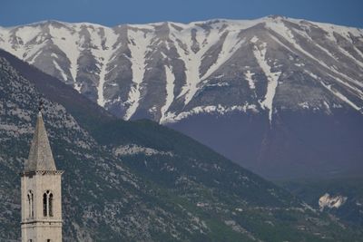 Scenic view of mountains during winter