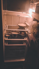 High angle view of shopping carts in kitchen