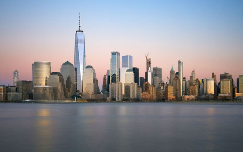 Modern buildings in city at waterfront