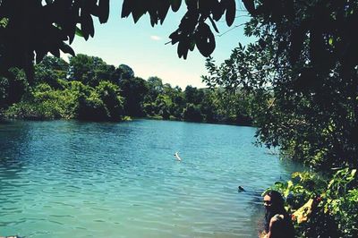 Scenic view of lake against sky