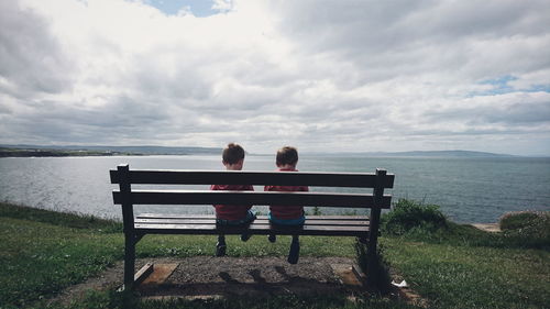 Two children on seashore