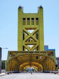 View of bridge against clear blue sky