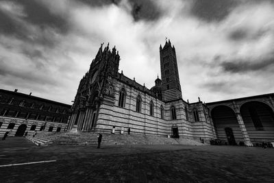 Low angle view of temple against cloudy sky