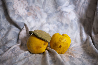 High angle view of fruits on table