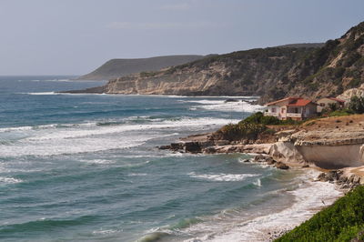 Scenic view of sea against clear sky