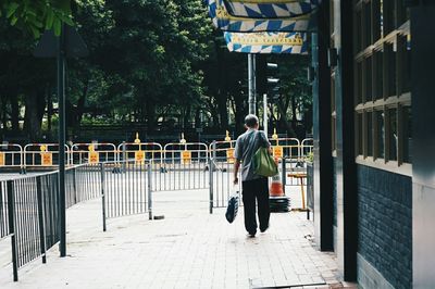 Full length rear view of woman standing in park