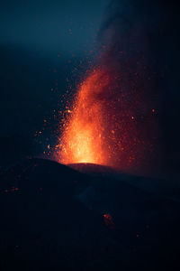 Volcano eruption on cumbre vieja, la palma island, canary islands