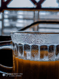 Close-up of beer glass