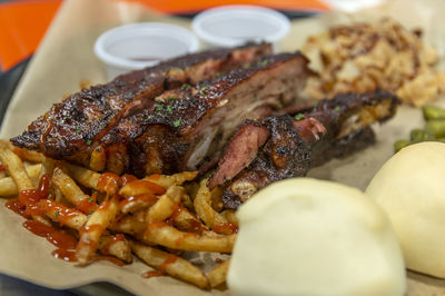 High angle view of meal served in plate