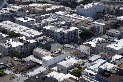 High angle view of buildings in city