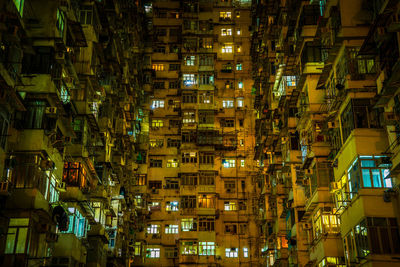 Illuminated buildings in city