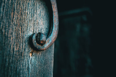 Close-up of rusty metal door