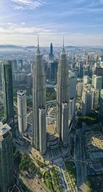 High angle view of buildings in city