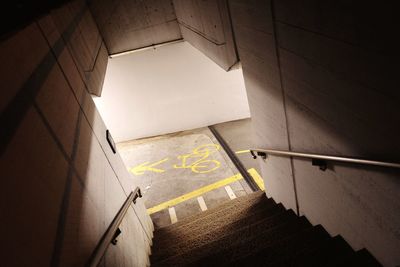 High angle view of staircase in station