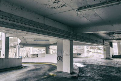 Interior of empty parking lot