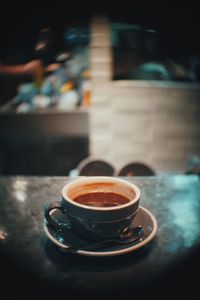 High angle view of coffee on table