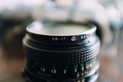 Close-up of digital camera lens
