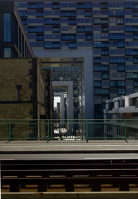 Modern building by street in city