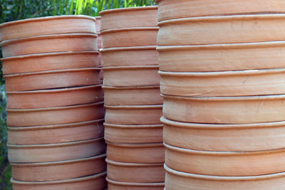 Close-up of stack of food on table