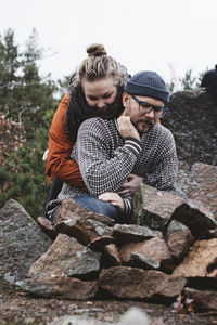 Couple sitting together