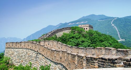 View of fort against mountain range