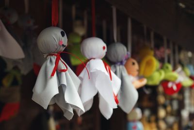 Close-up of stuffed toy hanging