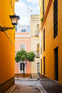 Alley amidst buildings against sky