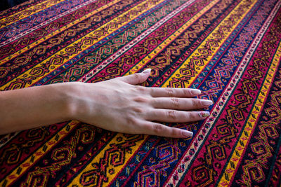 Low section of woman on rug