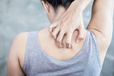 Close-up of woman with hands