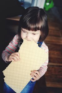 Girl eating waffle