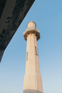 Low angle view of tower against clear sky