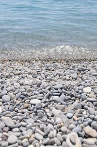 Surface level of stones on beach