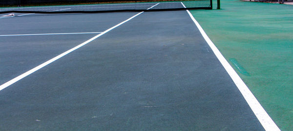 High angle view of empty tennis court