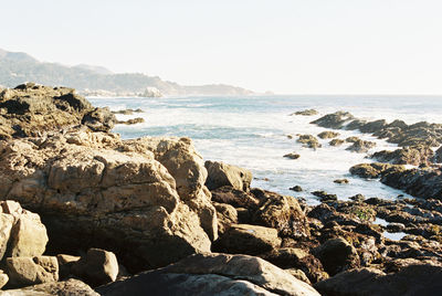 Scenic view of sea against clear sky