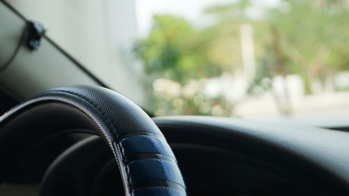 Close-up of steering wheel