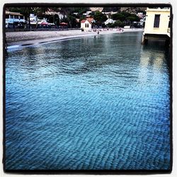 View of built structure in water