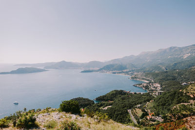 Scenic view of sea against clear sky