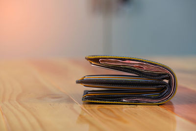 Close-up of open book on table