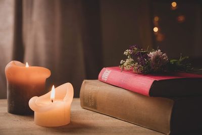 Close-up of flower on table