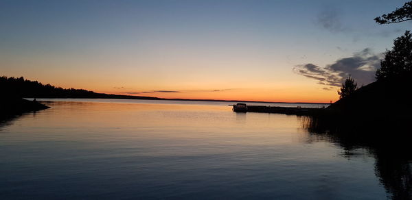 Scenic view of sea against sky at sunset