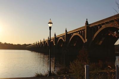 Bridge over river against clear sky