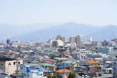 High angle view of townscape against sky