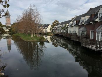 Reflection of buildings on lake