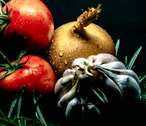 Close-up of wet fruits