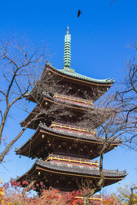 Low angle view of chinese temple against clear sky