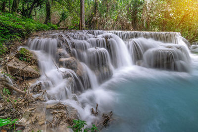 Kuang si waterfall the most popular tourist attractions lungprabang, laos