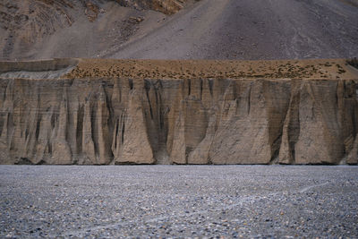 Rock formations on road
