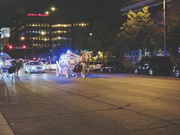 View of city street at night