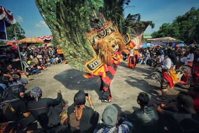 People performing reog ponorogo during festival