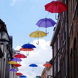 Low angle view of colorful umbrellas